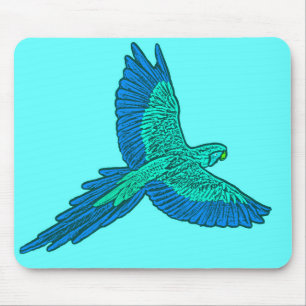 Mousepad Papagaio a bordo, Aqua e Cobalto Azul