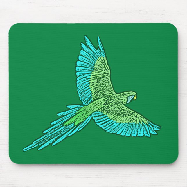 Mousepad Papagaio a Voo, Jade Green e Turquoise (Frente)