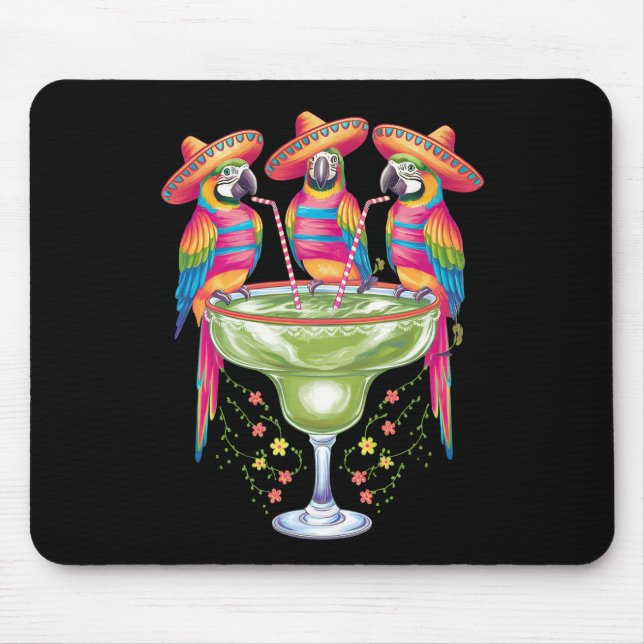 Mousepad Papagaio Cinco De Maio Divertido Bebendo Festa Mex (Frente)
