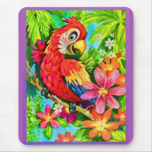 Mousepad papagaio colorido brilhante