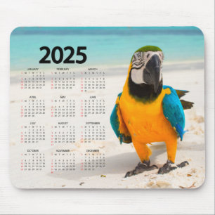 Mousepad Papagaio Colorido no Calendário da Areia 2025