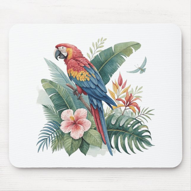 Mousepad Papagaio Com Flores (Frente)