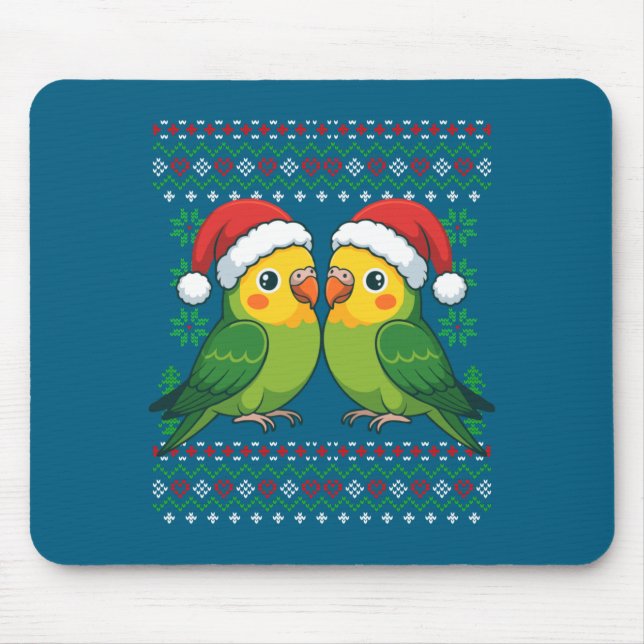 Mousepad Papagaio De Natal Suéter De Natal Feio Papagaios L (Frente)