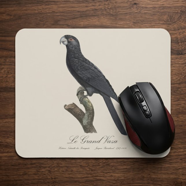 Mousepad Papagaio-do-vasa-maior, Coracopsis Vasa Ilustração (Greater Vasa Parrot, Coracopsis Vasa Illustration. Mouse Pad)