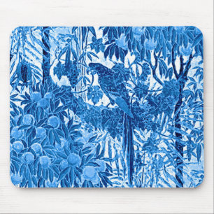 Mousepad Papagaio em um Prédio da Selva, Azul Indigo e Bran