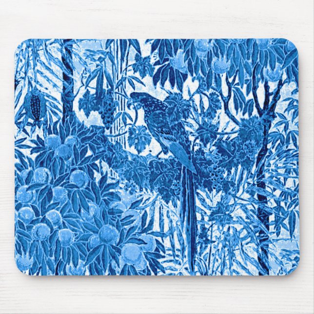 Mousepad Papagaio em um Prédio da Selva, Azul Indigo e Bran (Frente)