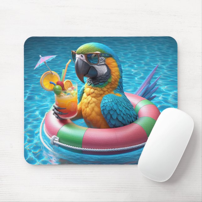 Mousepad Papagaio numa Piscina de natação (Com mouse)