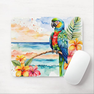 Mousepad Papagaio Tropical Com Flores