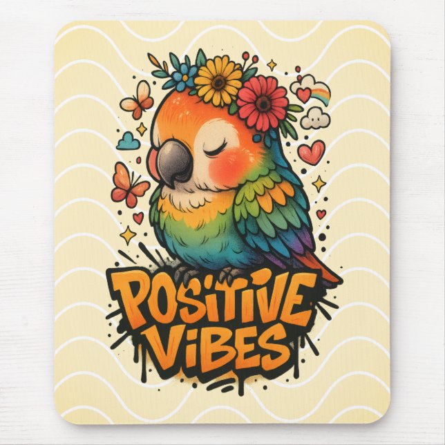 Mousepad Papagaio “Vibrações Positivas” (Frente)