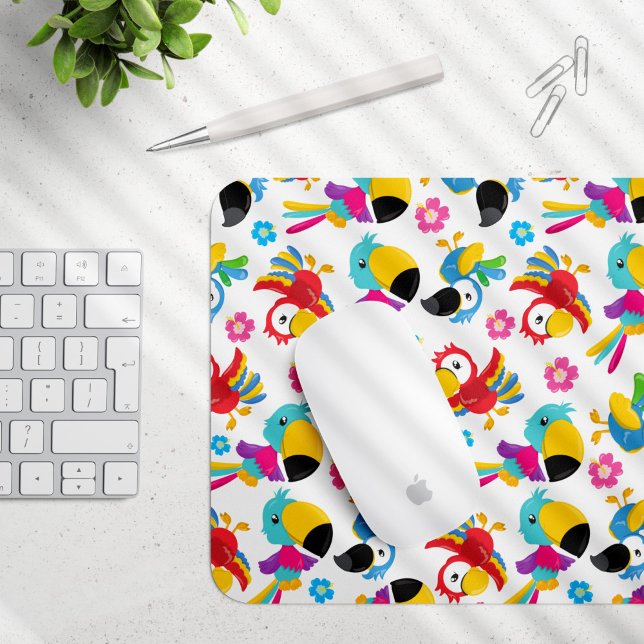 Mousepad Papagaios Coloridos, Papagaios Tropicais, Pássaros (Criador carregado)