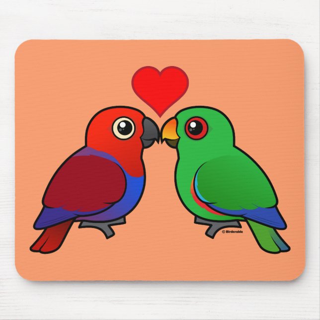 Mousepad Papagaios de Eclectus no amor (Frente)