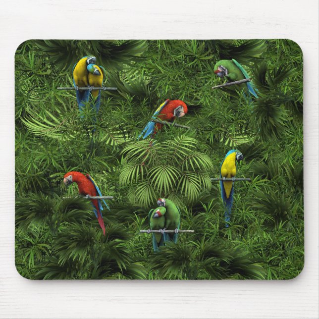 Mousepad Papagaios tropicais da selva do KRW (Frente)
