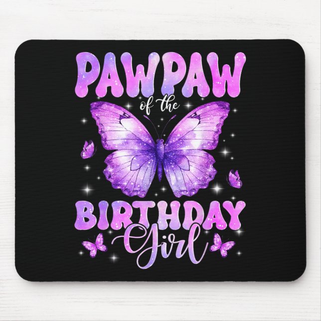 Mousepad Papai da Borboleta da Menina do Aniversário Divert (Frente)
