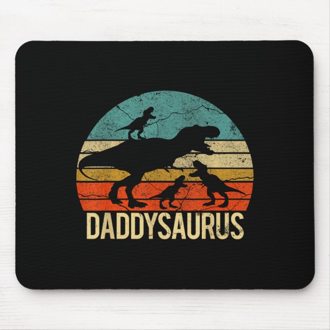 Mousepad Papai Dinossauro Daddysaurus 3 Três Crianças Natal (Frente)