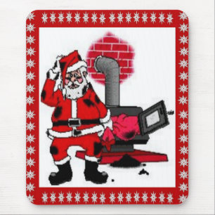 Mousepad Papai Noel Antigo e Queimador de Fogão a Carvão