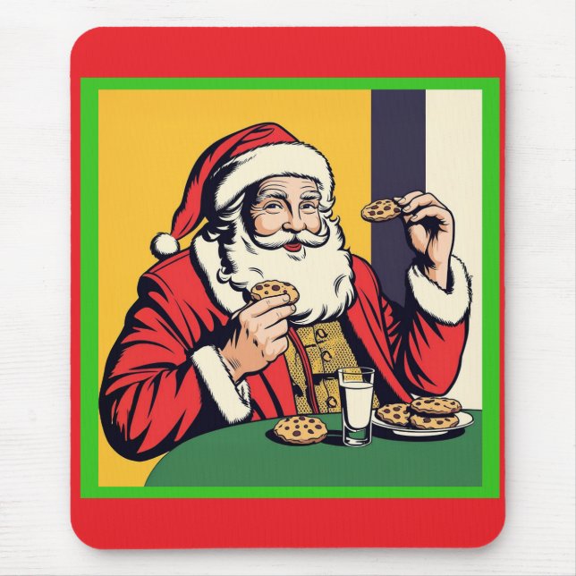 Mousepad Papai Noel Apreciando um Lanche (Frente)