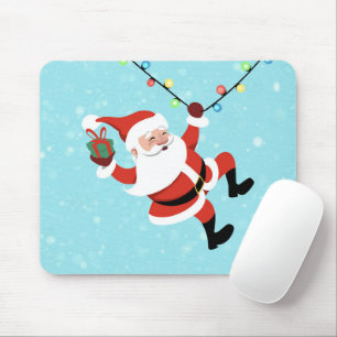 Mousepad Papai Noel balançando numa corda de Natal