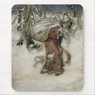 Mousepad Papai Noel Carregando um saco de presentes atravé