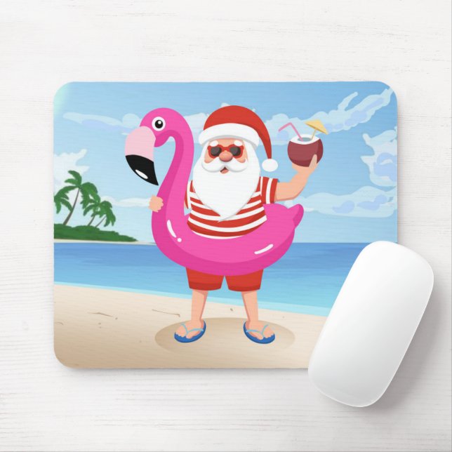 Mousepad Papai Noel com anel inflável flamingo (Com mouse)