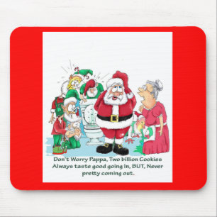 Mousepad Papai noel com os duendes após ter comido