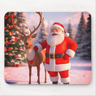 Mousepad Papai Noel com Prancer no campo em uma grossa