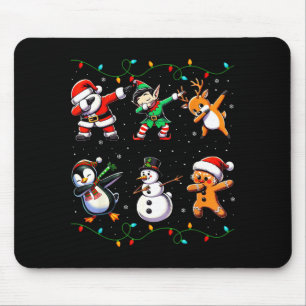 Mousepad Papai Noel Dabbing Luzes de Natal Crianças Meninas