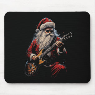 Mousepad Papai Noel de Guitarra de Rock Tocando Guitarra -