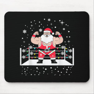 Mousepad Papai Noel de Luta Livre Engraçado Luzes de Natal