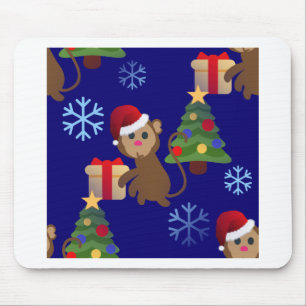 Mousepad papai noel de natal, macaco emoji