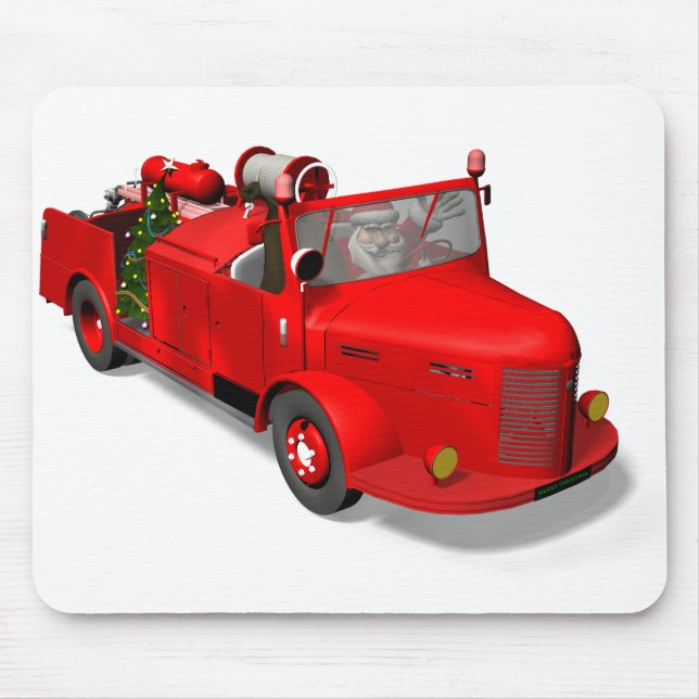 Mousepad Papai Noel Dirigindo Um Caminhão De Fogo (Frente)