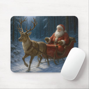 Mousepad Papai Noel Dirigindo um Trenó