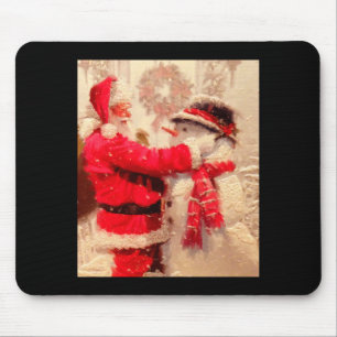 Mousepad Papai Noel e Homem de Neve na Nevasca