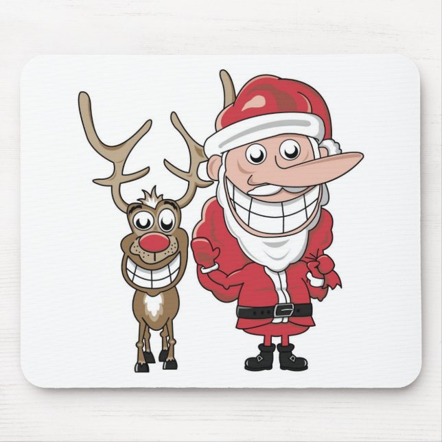 Mousepad Papai noel e Rudolph engraçados dos desenhos (Frente)