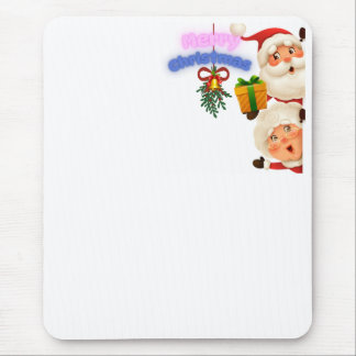 Mousepad Papai Noel e Sra. Claus Fofo Saudação de Natal 