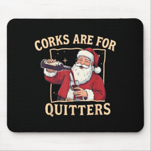 Mousepad Papai Noel Engraçado Antigo Bebendo Vinho Rolhas S