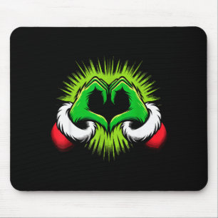 Mousepad Papai Noel Engraçado Coração Mãos Amor Natal