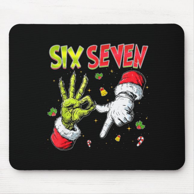 Mousepad Papai Noel Engraçado Diz Seis Sete Natal 67 Meme X (Frente)