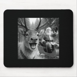 Mousepad Papai Noel engraçado no trenó com renas Natal