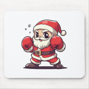 Mousepad Papai Noel Fofo Boxeando - Natal Temático de Natal