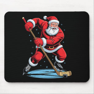Mousepad Papai Noel Jogando Hóquei Festa Divertida de Natal
