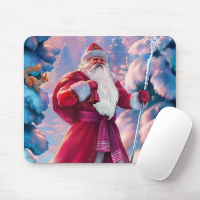 Mousepad Papai Noel na floresta (Com mouse)