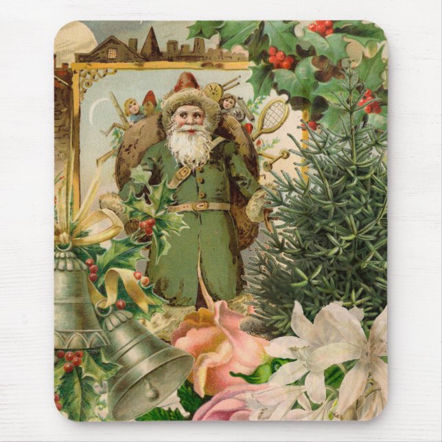 Mousepad Papai Noel Natal Antiquado Bela Arte (Frente)