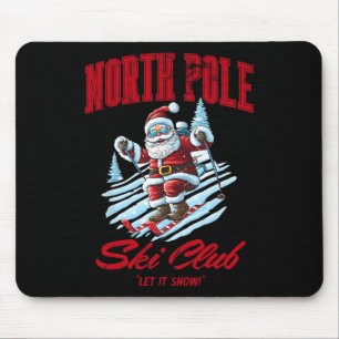 Mousepad Papai Noel Natal Neve Esquiando No Pólo Norte