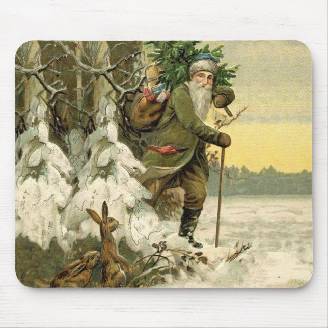 Mousepad Papai Noel Natal Vitoriano Árvore de Férias  (Frente)