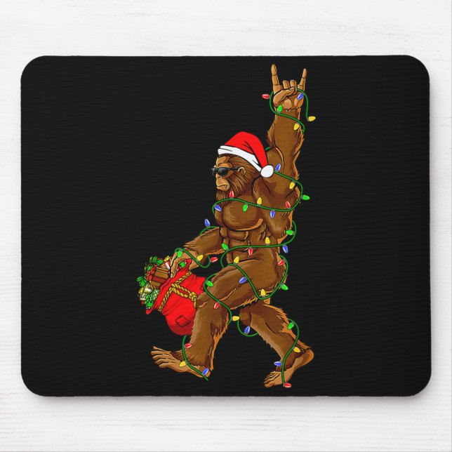 Mousepad Papai Noel Pé Grande Luzes de Natal Sasquatch Dive (Frente)