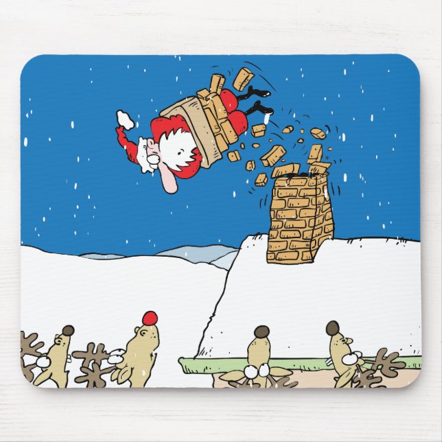 Mousepad Papai noel que cai fora o telhado (Frente)
