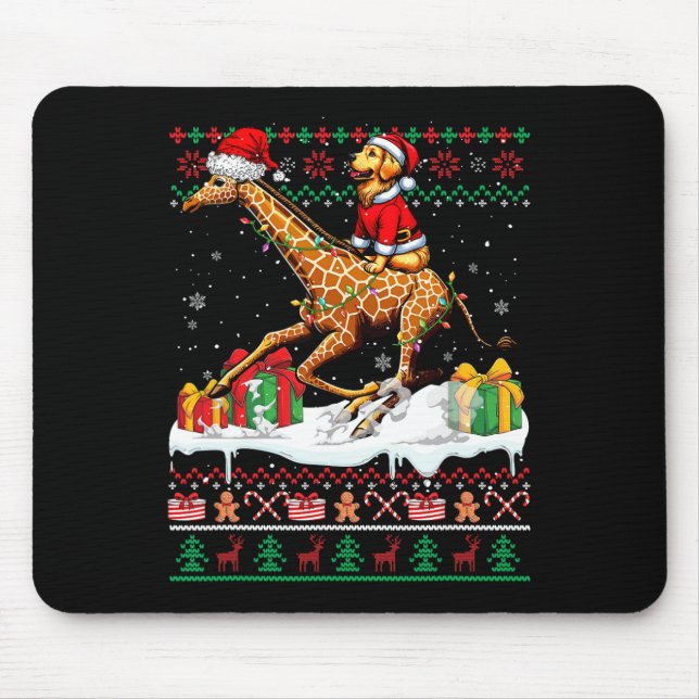 Mousepad Papai noel Retriever Riding Giraffe Christmas Sw (Frente)