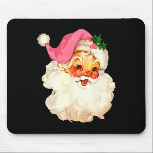 Mousepad Papai Noel Rosa Rosto de Natal Velho Xmas Vintage