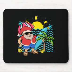 Mousepad Papai Noel Surfista de Verão no Havaí Natal Tropic
