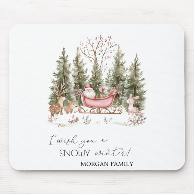 Mousepad Papai Noel,Trenó,Presentes Floresta Natal (Frente)